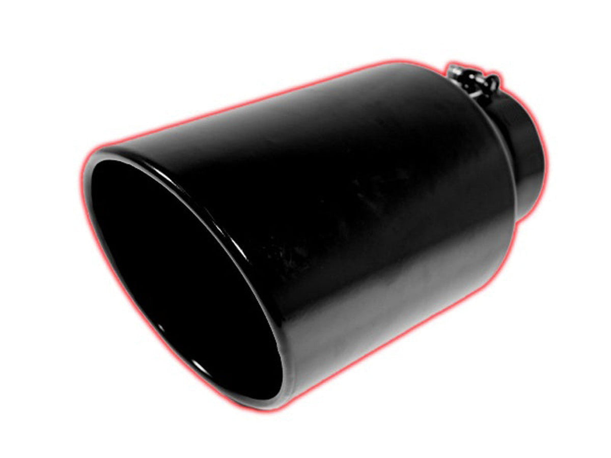 Rolled Angle Cut Exhaust Tip, Black, Bolt On, 5" Inlet, 8" Outlet, 15" Length, Universal SCS
