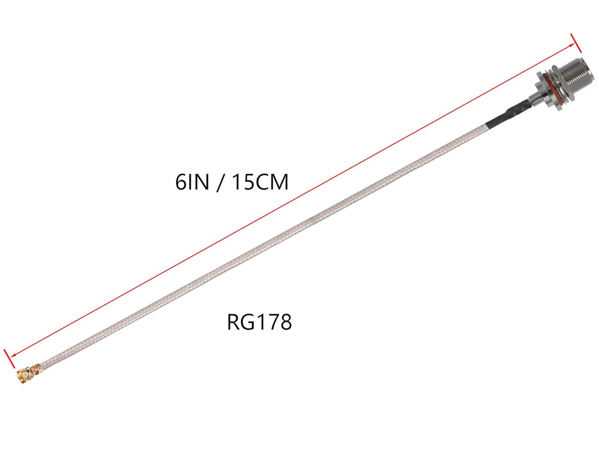 IPEX to N Type Female Coaxial Cable, 6" – 2-Pack TekShack