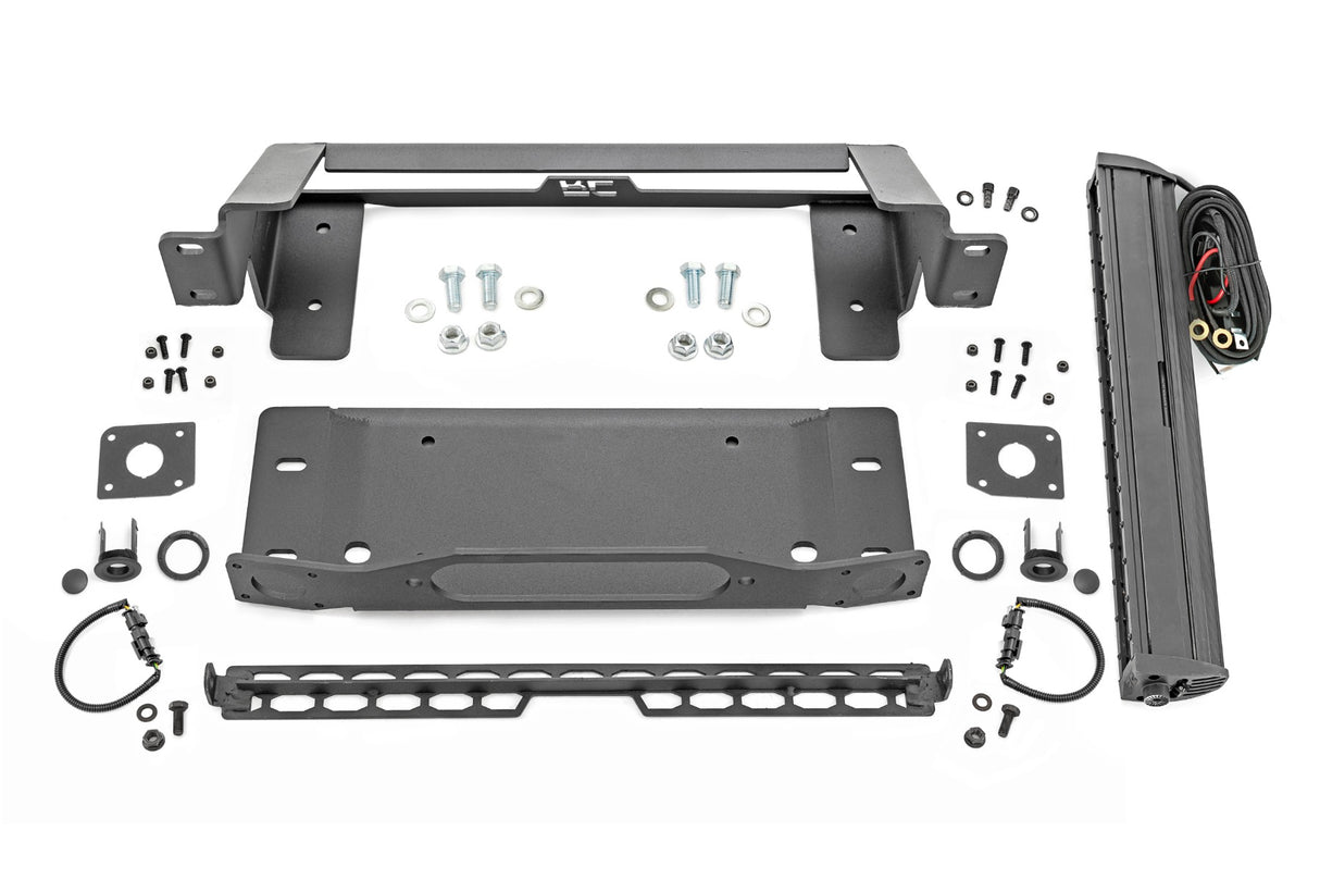 High Winch Mount All Models 20 Inch Black Single Row LED DRL Ford Bronco (21-25) Rough Country
