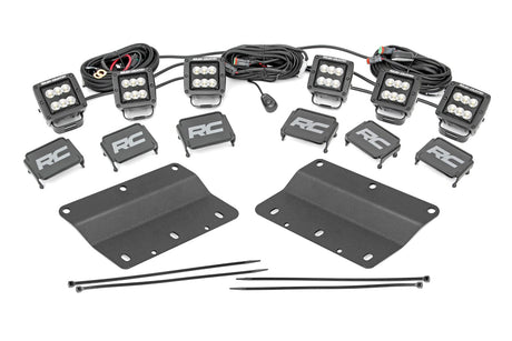 LED Light Kit Fog Mount Triple 2 Inch Black Pair Flood Ford Bronco (21-25) Rough Country