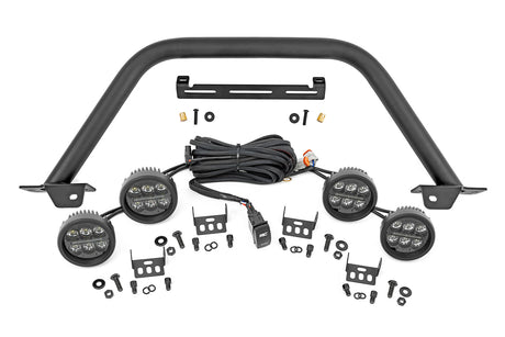 Safari Bar 3.5 Inch Round LED (Quad) Black Amber DRL OE Modular Steel Ford Bronco (21-25) Rough Country