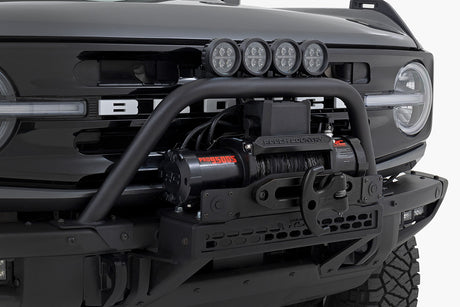 Safari Bar 3.5 Inch Round LED (Quad) Black Amber DRL OE Modular Steel Ford Bronco (21-25) Rough Country