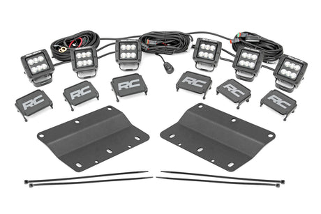 LED Light Kit Fog Mount Triple 2 Inch Black Pair Spot/Flood Ford Bronco (21-25) Rough Country
