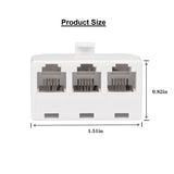 3 Way Telephone Splitter Wall Jack Adapter, White, 1 Male to 3 Converter Cable RJ11 6P4C Telephone Adapter TekShack