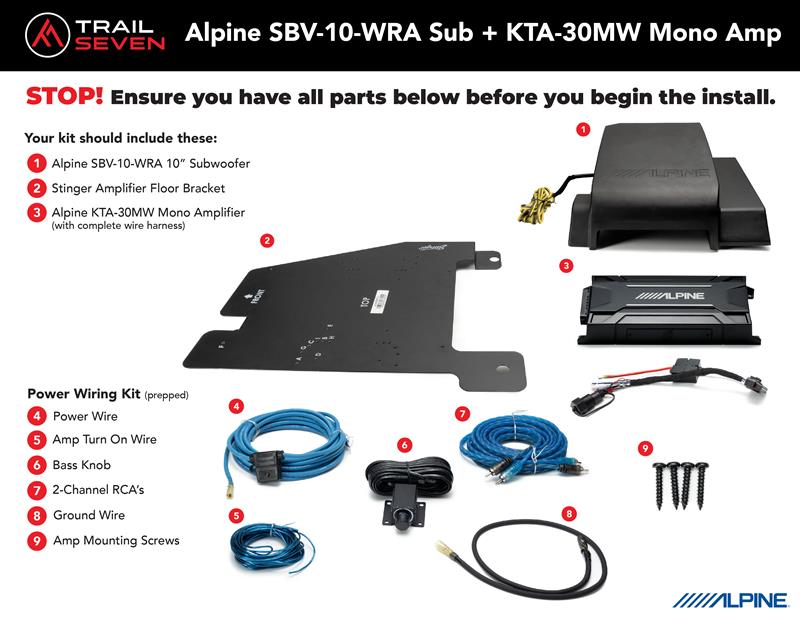Alpine Mono Plug & Play Amp & SBV-10-WRA Sub Bundle I '07- '18 JK Wrangler