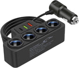 Multi-Function Car Charger Splitter – 4 Sockets, USB & PD Fast Charge TekShack