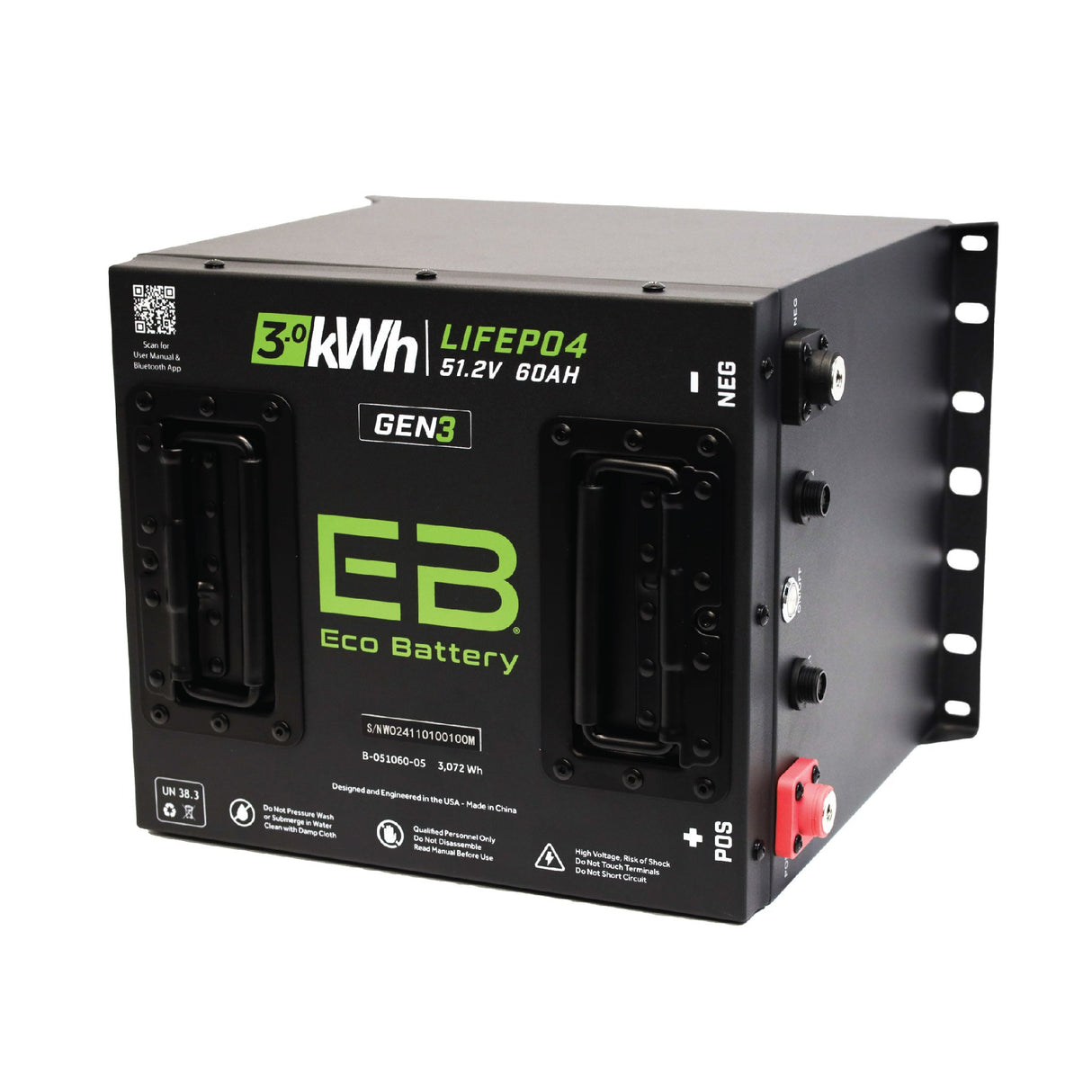 Eco Battery (48V) 51V 60Ah Cube LiFePO4 Gen3 Battery