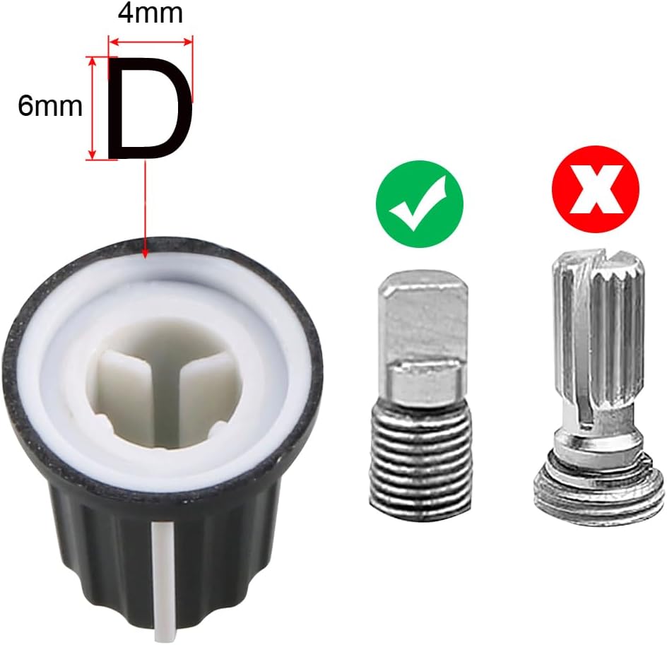 6mm D Type Potentiometer Control Knob TekShack