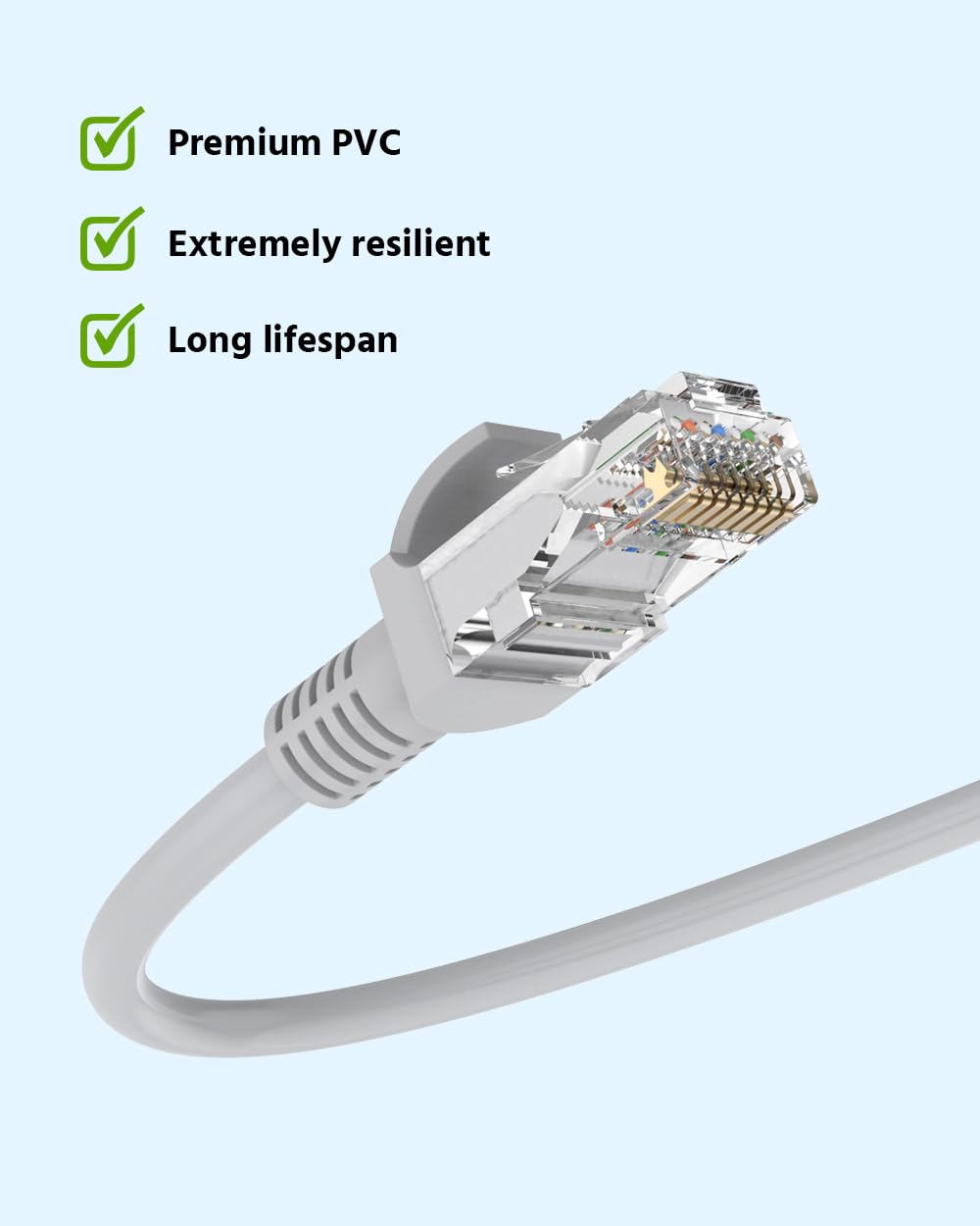 RJ45 LAN Ethernet Cable for PoE IP Cameras, NVR Systems, Modems, PCs & Gaming Consoles | Indoor/Outdoor Use TekShack