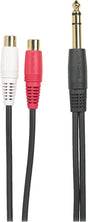 Radio Shack® 4202546 9-Inch Shielded Y-Adapter Audio Cable – 1/4" Stereo Male to Dual RCA Female Radio Shack