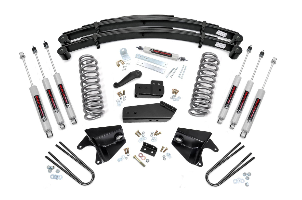 4 Inch Lift Kit Quad Front Shocks Rear Springs Ford Bronco 4WD (80-96) Rough Country