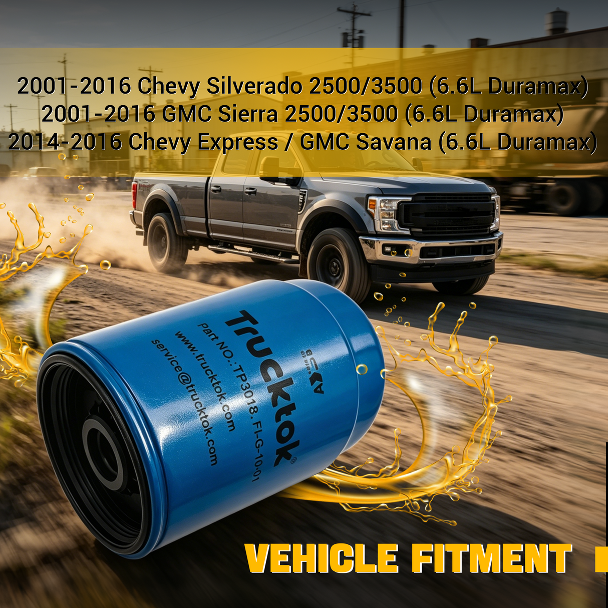 Trucktok 2001-2016 6.6L Silverado Sierra Duramax Fuel Filter Replaces TP3018 TruckTok