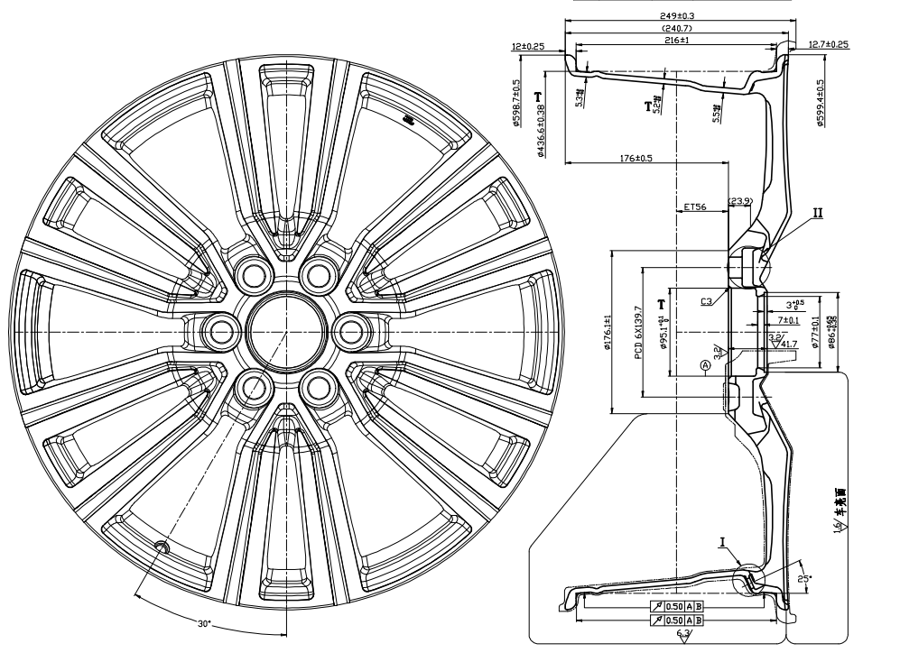 Toyota Sequoia Tacoma TRD Style Wheel 22x8.5 6x139.7 Black Machine Face 4 pcs