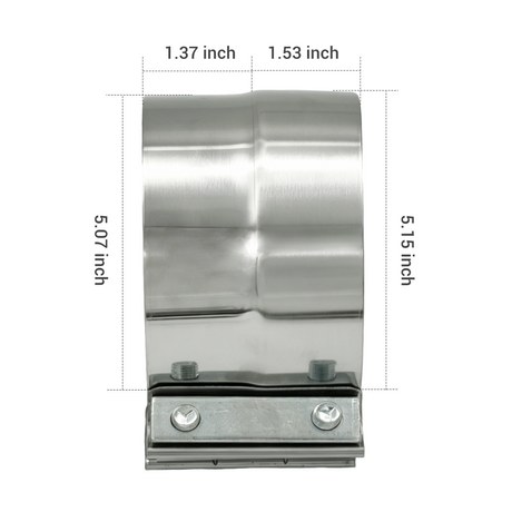 Trucktok 4"/5" Stainless Steel Exhaust Clamp Muffler Clamp Lap Joint Band Clamp Universal TruckTok