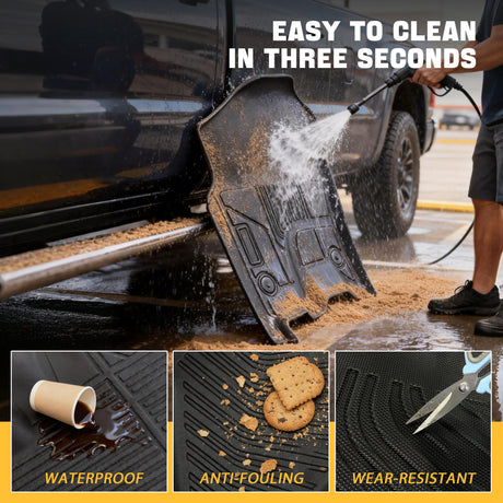 Trucktok 2019-2024 Dodge Ram 1500 New Body Crew Cab with Storage Box All-Weather Floor Mats TruckTok