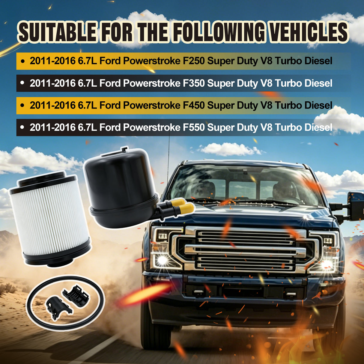 Trucktok 2011-2016 6.7L Ford Powerstroke Diesel Fuel Filter Replaces FD4615 TruckTok