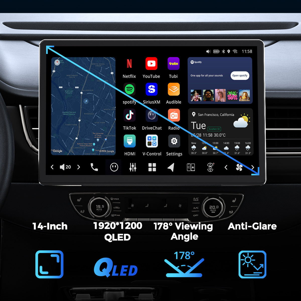 VISION 14” Single DIN Android Car Universal Radio