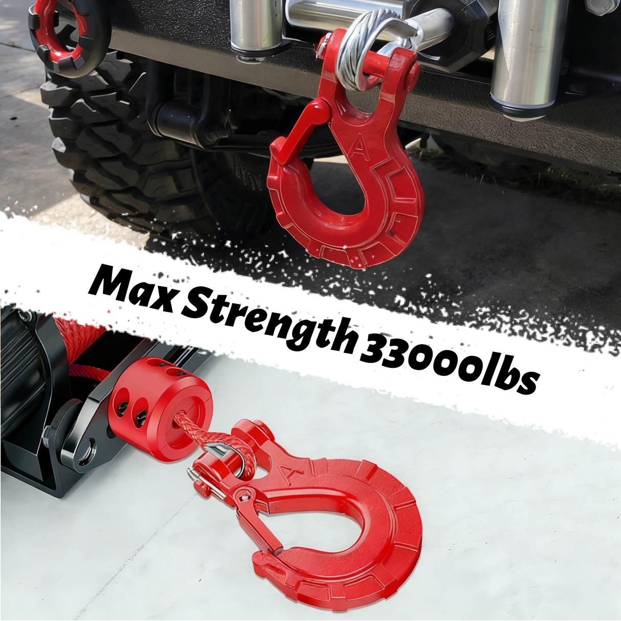 Trucktok 3/8" Forged Steel Winch Hook 33,000 lbs with Safety Latch TruckTok