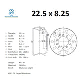 22.5x8.25 Truck Wheels $119 each Forged Aluminum Rims 600pcs FOB WHOLESALE PRICE（1 Container）Machined Bright