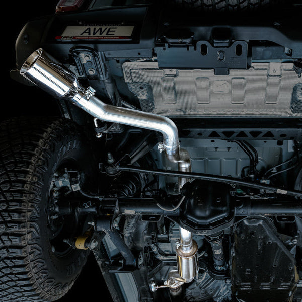 AWE Tuning 0FG Single Rear Exit Exhaust with BashGuard and Chrome Silver Tip | 2021+ Ford Bronco
