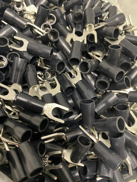 14-12 GA BLACK FORK SPADE TERMINAL VINYL INSULATED CRIMP WIRE CONNECTOR Unbranded