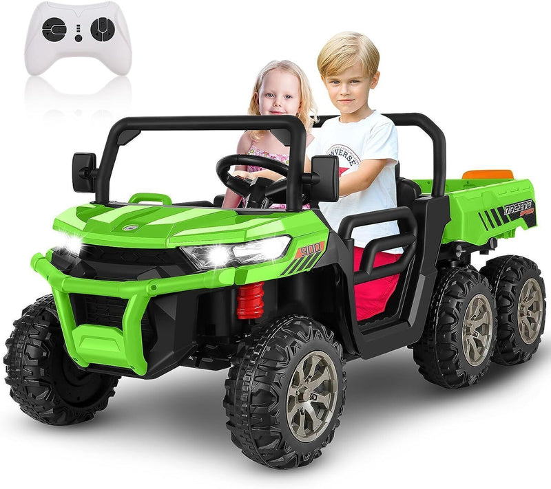 6-Wheel 2-Seat Electric Dump Truck Ride-On Toy with 24V Battery Power for Kids