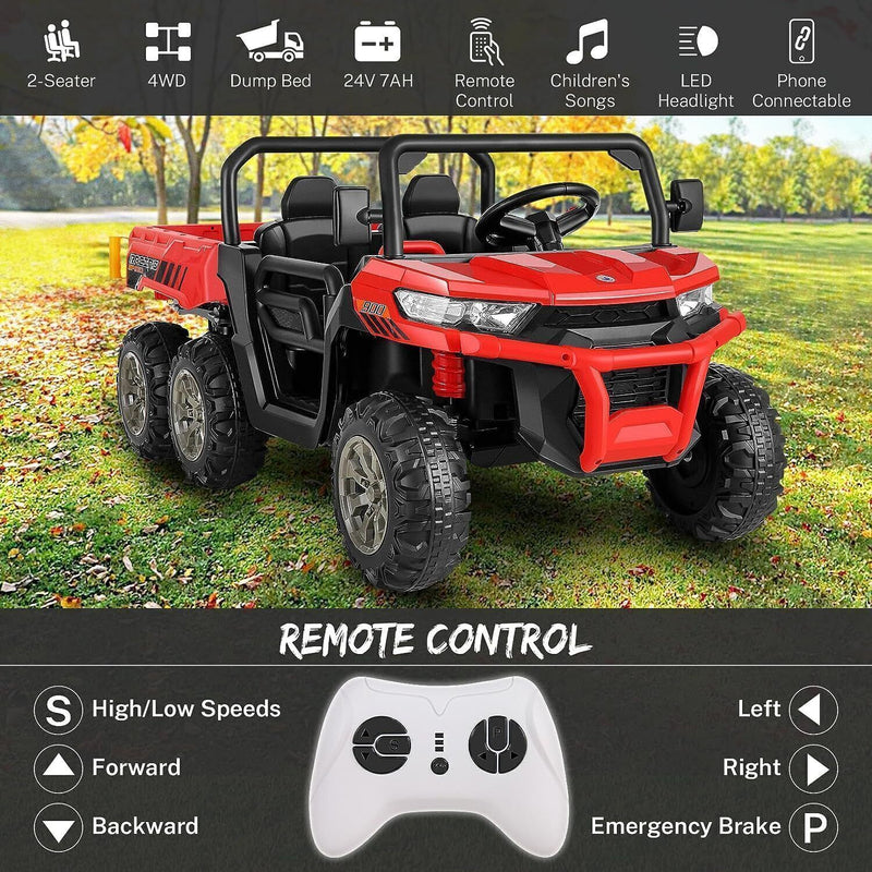 2-Seater 4WD UTV Ride-On Car for Kids with Remote Control, LED Lights, and MP3 Player - 24V 300W
