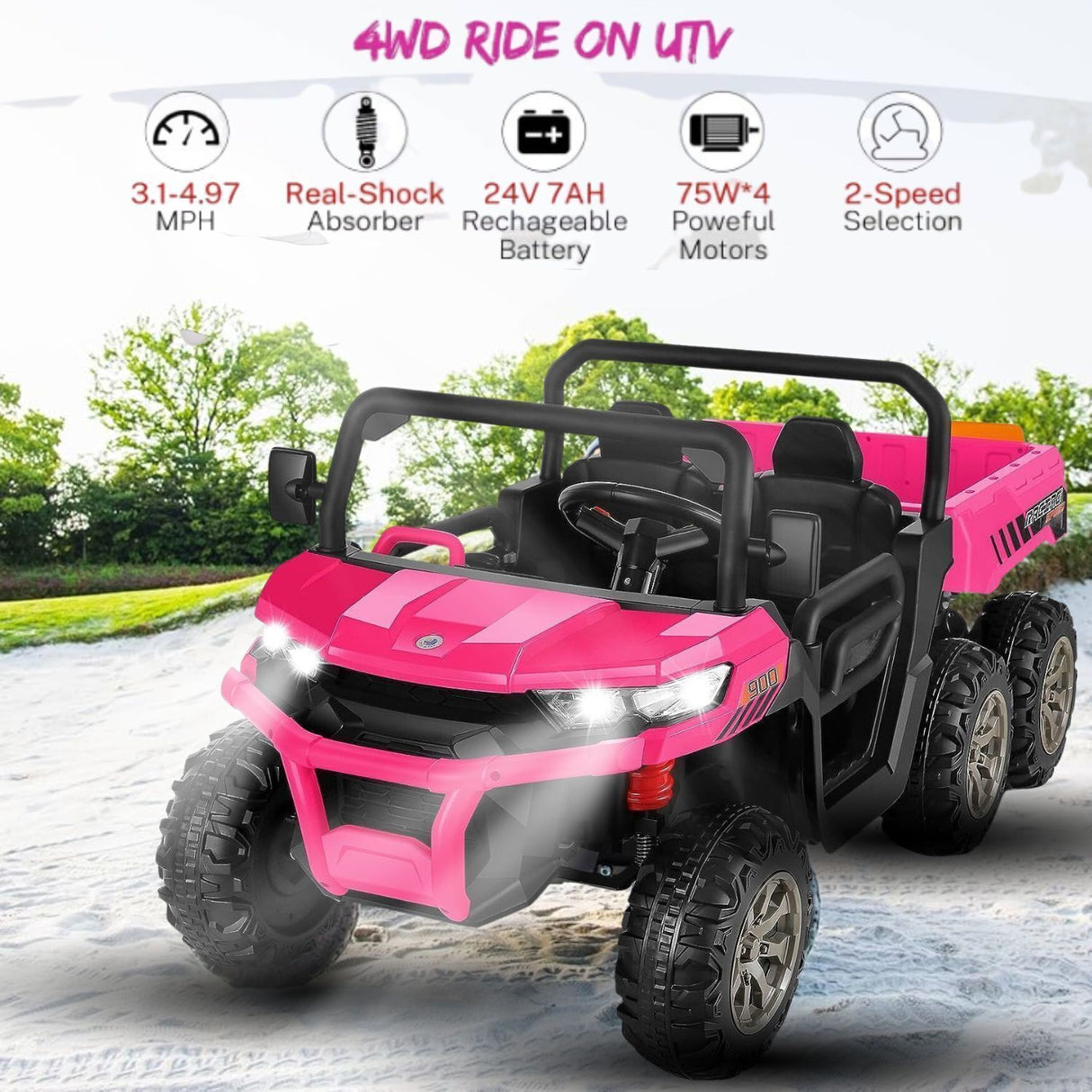 6-Wheeler 24V Battery-Powered Dump Truck with Remote Control and LED Lights