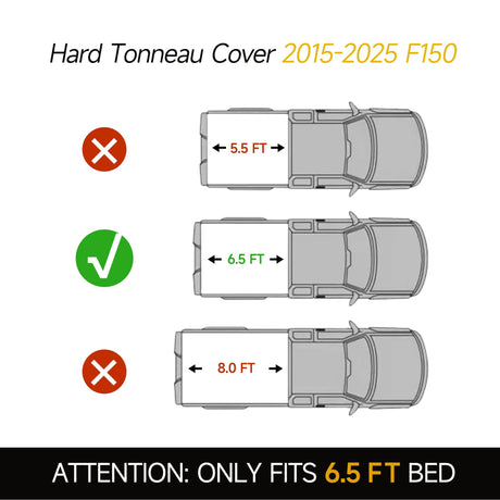 Trucktok 2015-2025 Ford F150 6.5FT Hard Tri-Fold Tonneau Cover Truck Bed Pickup TruckTok