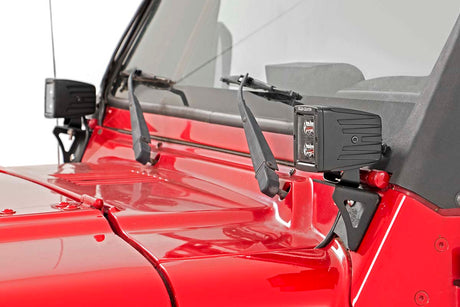 Light Mounts Lower Windshield Jeep Wrangler TJ (97-06)/Wrangler Unlimited (04-06) Rough Country