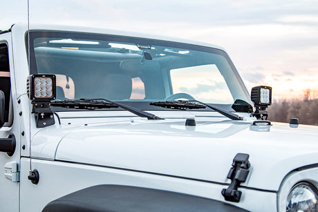 Light Mounts Lower Windshield Jeep Wrangler JK/Wrangler Unlimited (07-18) Rough Country