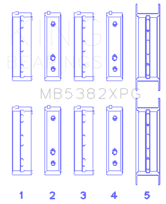 King Subaru EJ20/EJ22/EJ25 (For Thrust in #5 Position) 0.25 Oversized Tri-Metal Perf Main Bearing Se