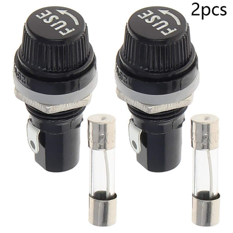 2-20 Amp Fuse Holder-Panel Mt Glass Cyl 1 pack Midwest Fastener/Noble