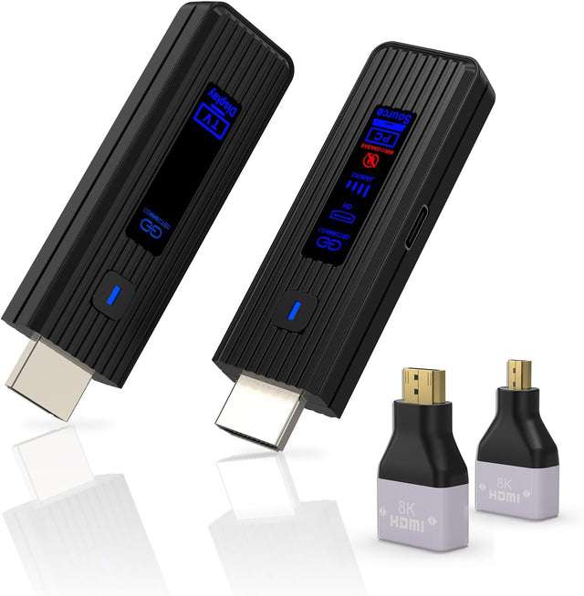 Wireless HDMI Transmitter & Receiver Kit – 360FT/110M HDMI Extender, 4K Decode, 1080P@60Hz Output, LED Display, 2.4G/5.8G Plug & Play Streaming for Laptop, PC, TV Box, Monitor & Projector TekShack