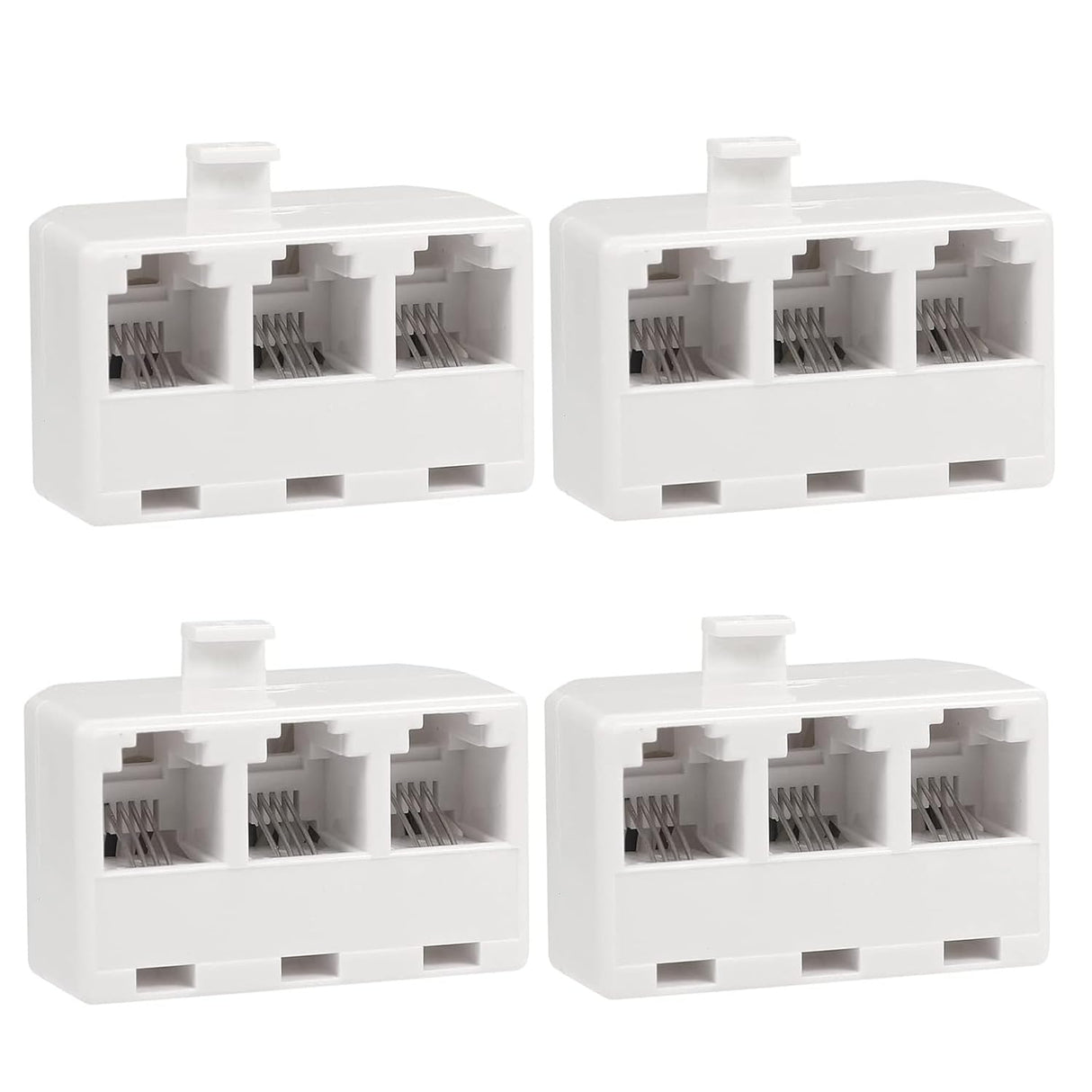 3 Way Telephone Splitter Wall Jack Adapter, White, 1 Male to 3 Converter Cable RJ11 6P4C Telephone Adapter TekShack