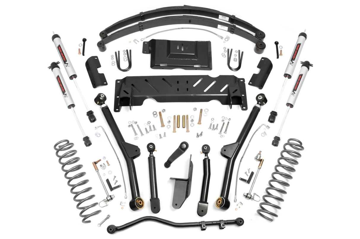 4.5 Inch Lift Kit Long Arm RR Leafs NP242 V2 Jeep Cherokee XJ (84-01) Rough Country