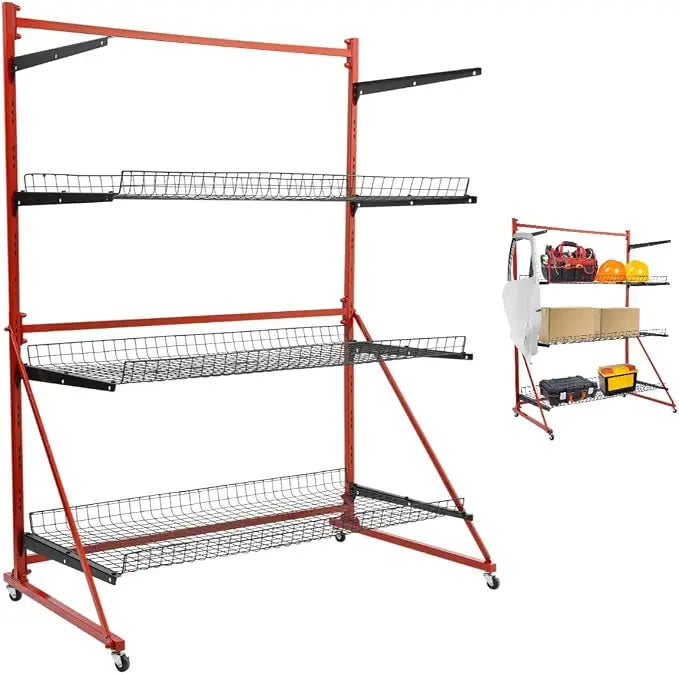 TTeralmon 3 Shelf Universal Auto Body Rolling Parts Storage Rack J-J-F-T-B-H