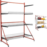 TTeralmon 3 Shelf Universal Auto Body Rolling Parts Storage Rack J-J-F-T-B-H