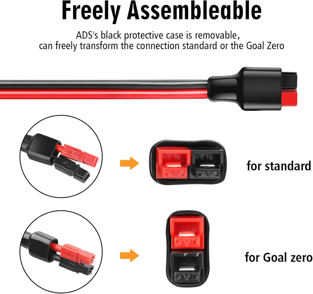 Anderson 1-to-4 Y Splitter Cable Solar Panel Parallel Connector 18.5" (1 Per Pack) TekShack