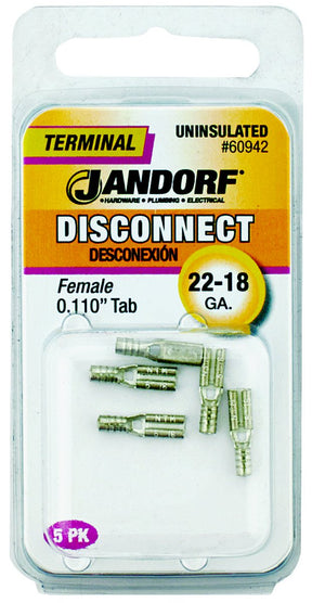 JANDORF Terminal Disconnect F 22-18 Uninsulated .110 tab (5PK) 60942 Jandorf