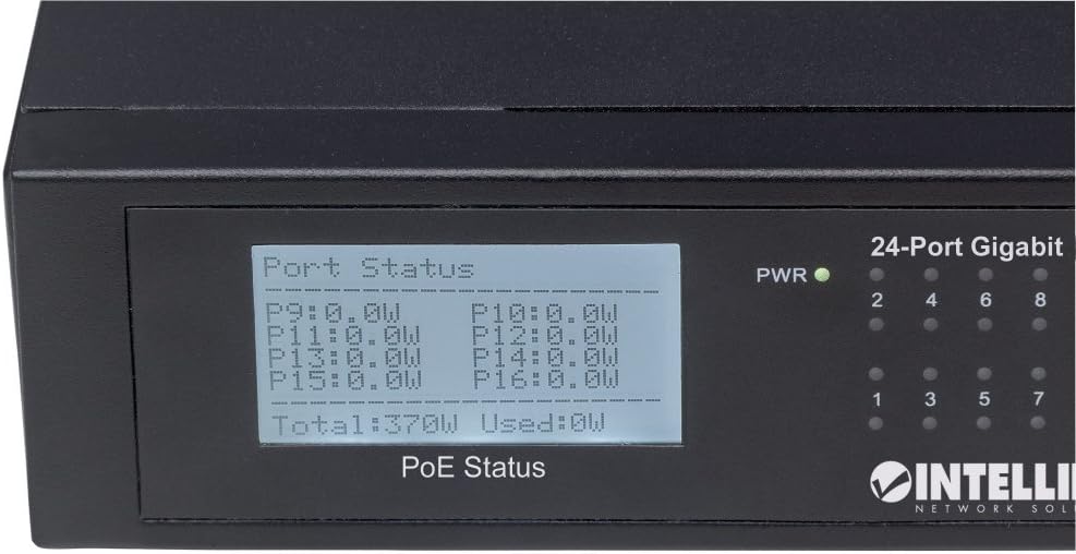 Intellinet 24-Port Gigabit PoE+ Switch with LCD Intellinet