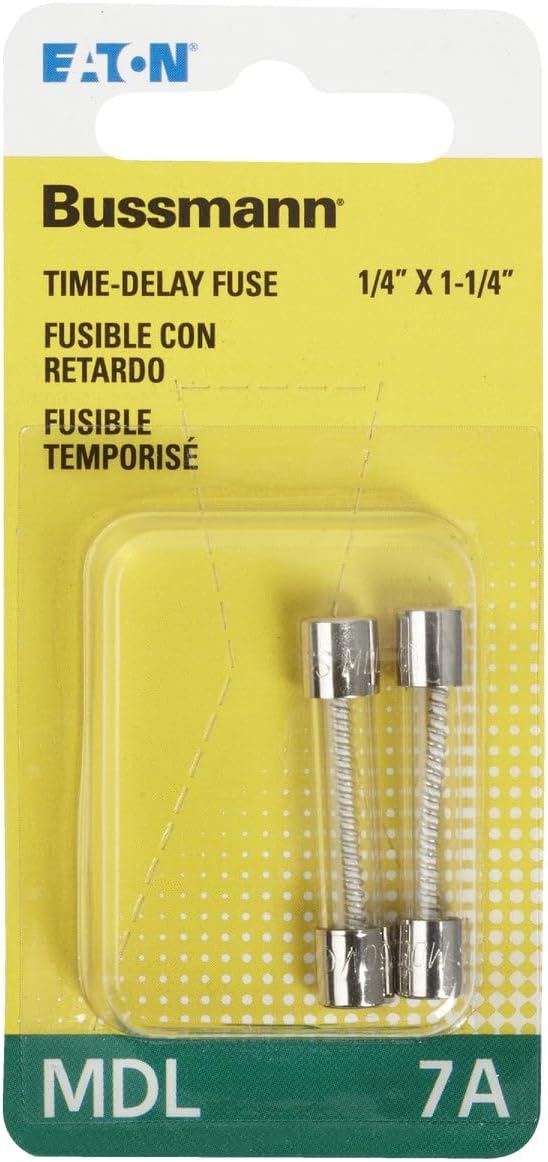 Bussmann BP/MDL-7 MDL Time Delay Glass Fuse (7 Amp (Card)), pack size of 2. TekShack