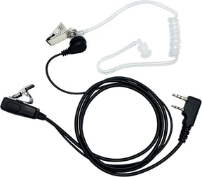 Walkie Talkie Earpiece – 2-Pin Covert Acoustic Tube with Mic & PTT for Baofeng, Kenwood, Retevis Retevis
