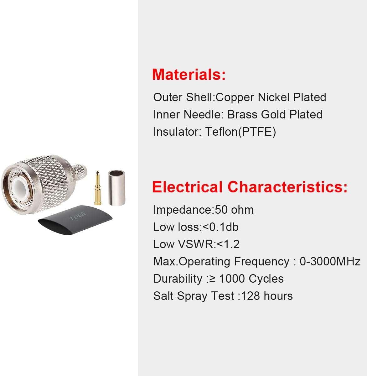 TNC Male Connector Male Plug Crimp Connector TekShack