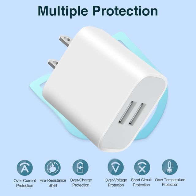2.4-Amp Dual USB Wall Charger (White) TekShack