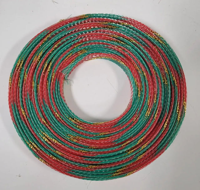 25 FT 1/2" HOLIDAY GREEN RED GOLD STRIPE PET EXPANDO SLEEVING BRAID AC/DC WIRE AND SUPPLY