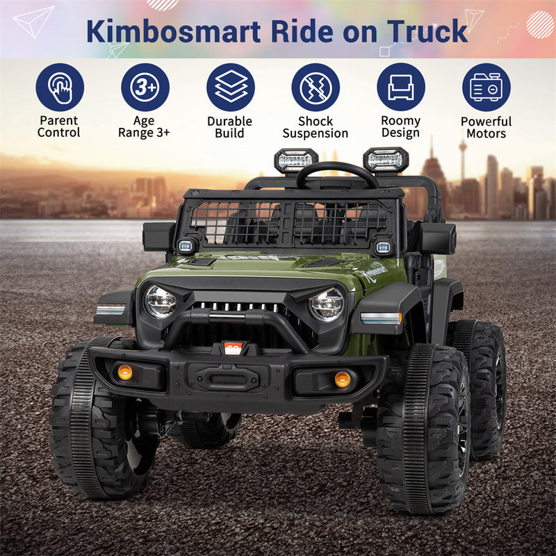Kimbosmart 24V Electric Battery-Powered Children's Ride-On Vehicle Truck Featuring LED Lights, MP3 Player, and Bluetooth Connectivity