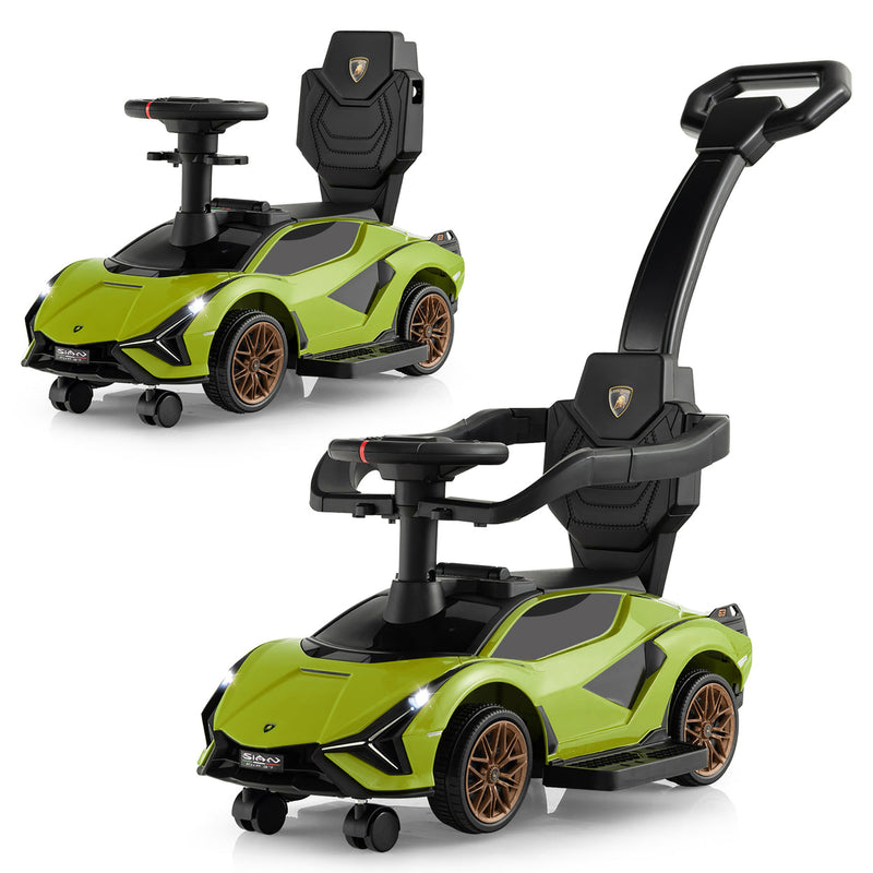 Licensed Lamborghini 3-in-1 Push Car with USB Port for Toddlers: Ride On, Walk, and Stroll in Style!
