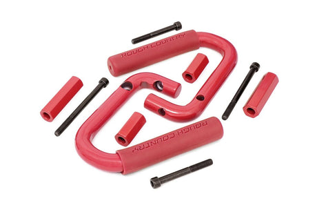 Grab Handles Steel Front Red Jeep Wrangler JK/Wrangler Unlimited (07-18) Rough Country