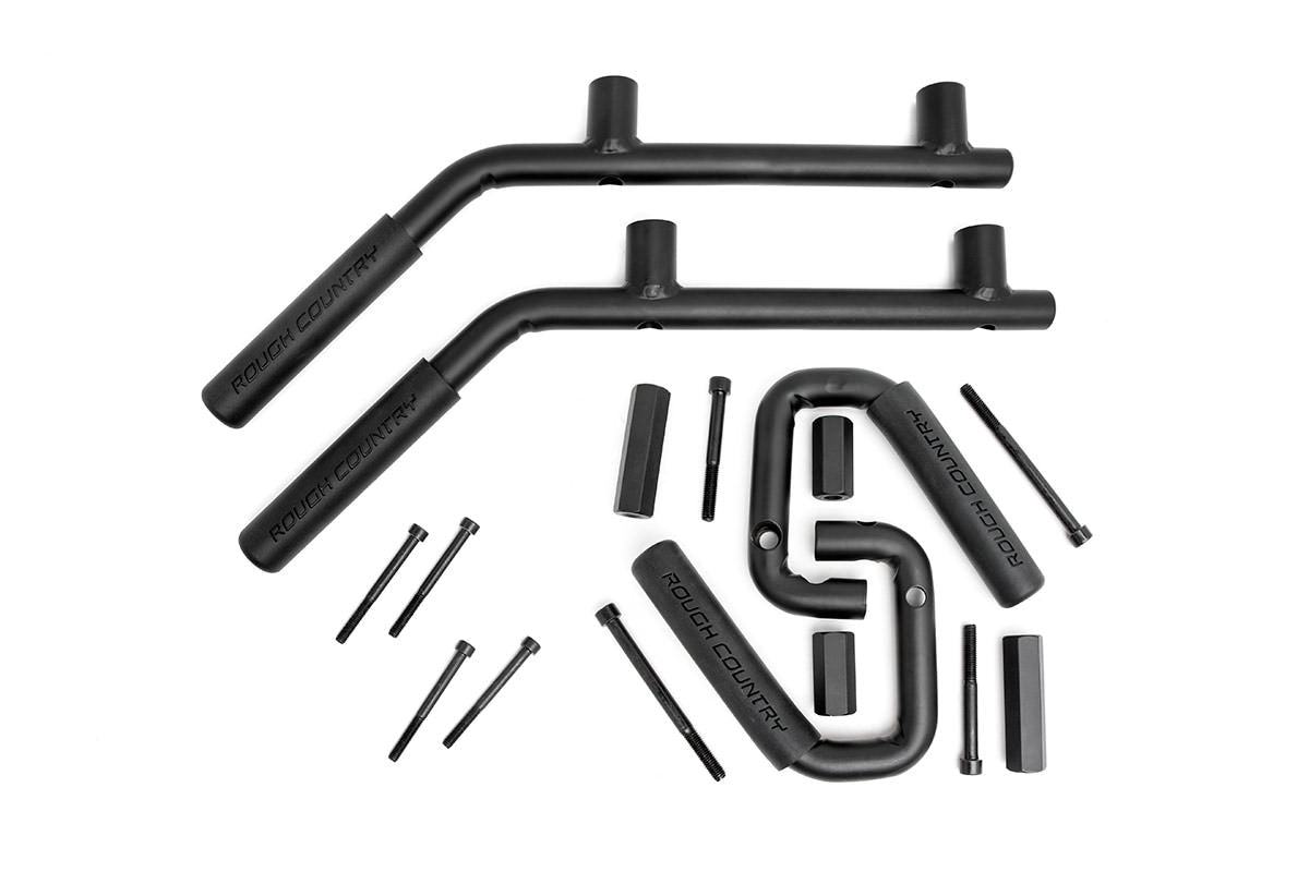 Grab Handles Steel FR & RR Black Jeep Wrangler JK/Wrangler Unlimited (07-18) Rough Country